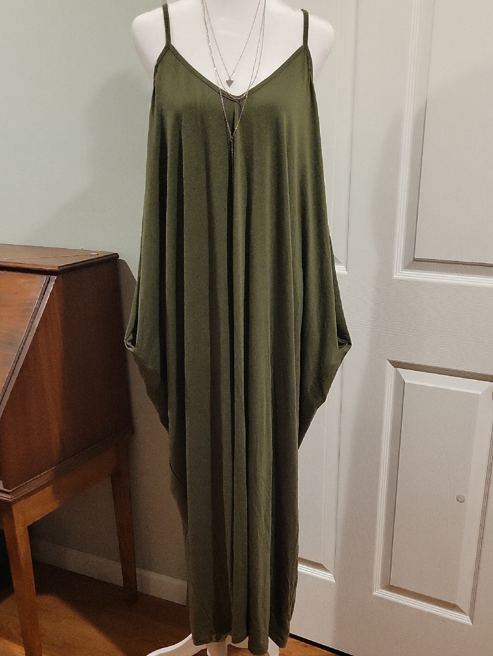 Popvil Olive Green Sleeveless Maxi Dress